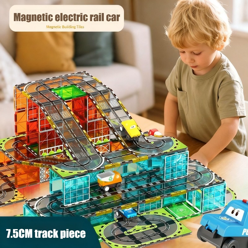 Kids Toys Electric Car - Creatief Magnetisme Elektrische Treinwagon Kinderen DIY