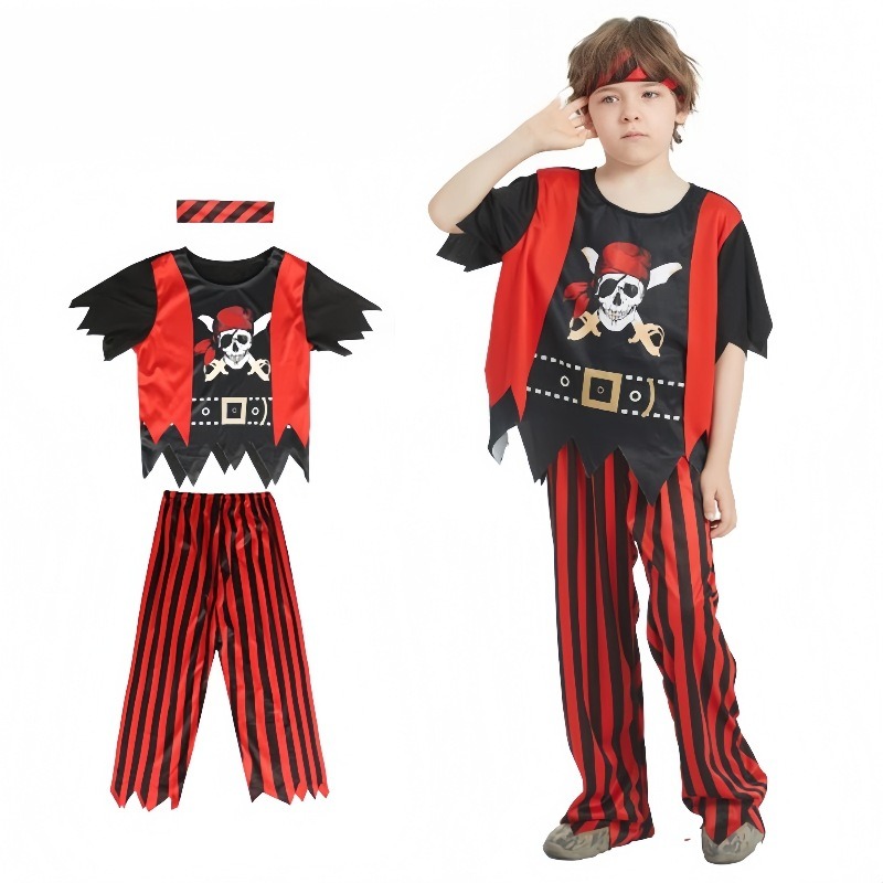Kids Toys Movie - Kinder Piratenkostuum met Schedelprint, Gestreepte Top
