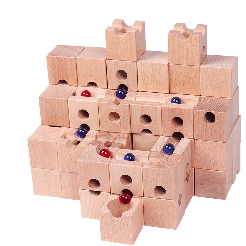 Marble Run Set - Massief houten marmeren baanbouwset, doe-het-zelf bouwmodel