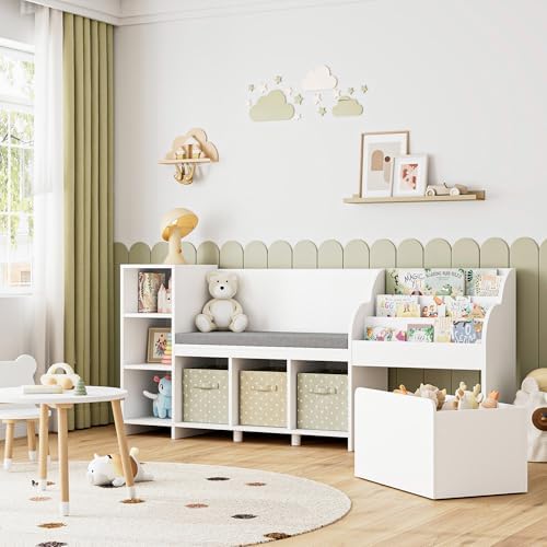 Kids Toys Big W - 67 inch brede kinderleeshoek met speelgoedopbergorganizer,