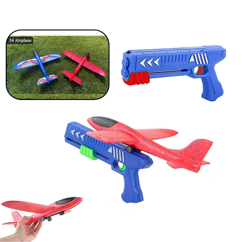 Catapult Launcher Toy - HH Kids 24/34cm Schuimvliegtuig Lanceerapparaat Buitenspeelgoed