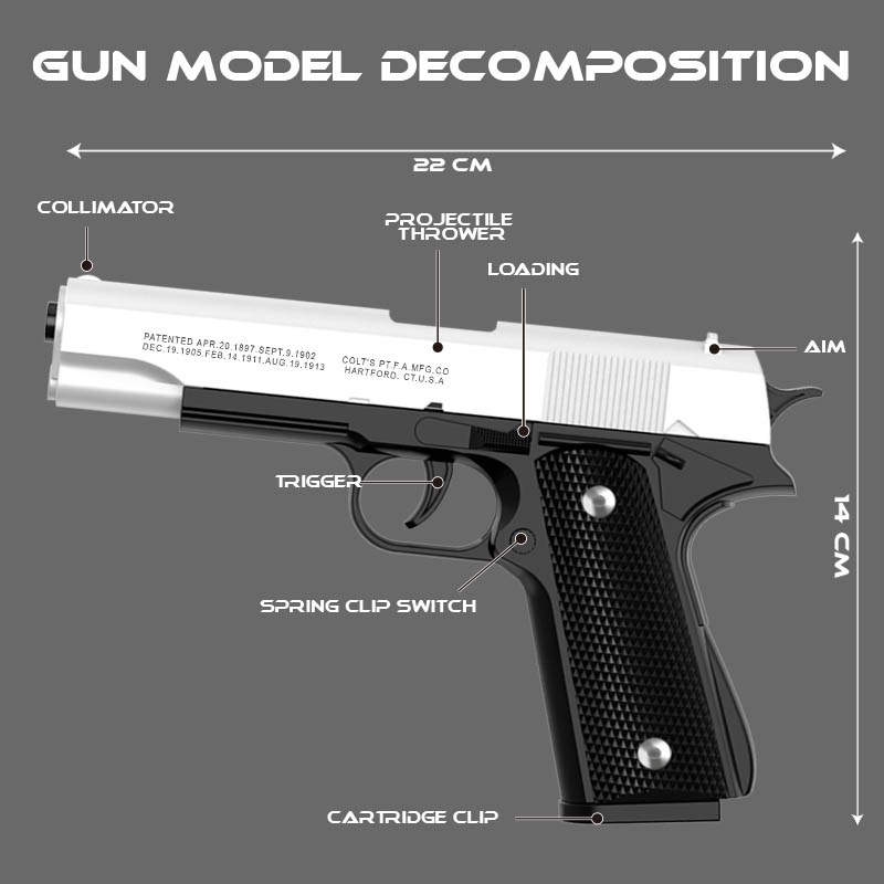 M1911 Colt Toy Gunman Gun, Sof - Catapult Launcher Toy recensie en prijs
